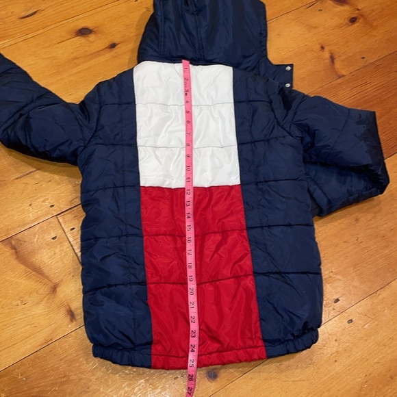 Tommy Hilfiger Winter Puffer Jacket Fleece Lined removable Hood Navy Blue 10/12 - Picture 14 of 15